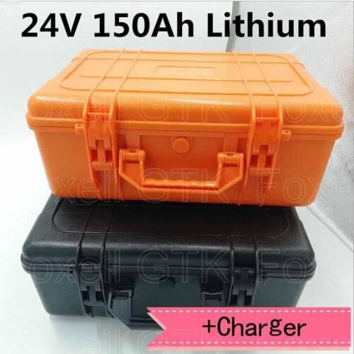 Rechargeable 24V 150Ah Lithium li ion battery pack with BMS for energy storage electric vehicles home solar storage +10 charger
