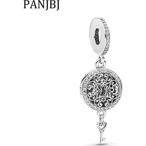 Real 925 Sterling Silver Bead Cartoon Regal Love Key Pendant Charms Fit Pandora Original Bracelets Necklace DIY Women Jewelry