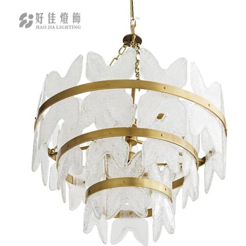 Postmodern minimalist living room dining room butterfly shape glass piece light luxury bedroom soft-mounted chandelier