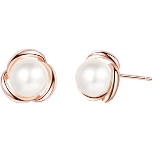 Romantic Real 925 Sterling Silver Freshwater Pearls Stud Earrings Trendy Flower Accessories For Women Wedding Jewelry