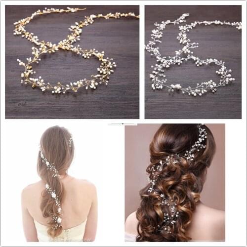 1m long design flower pearl Head ornaments lengthening bridal jewelry headwear wedding accessories wholesale