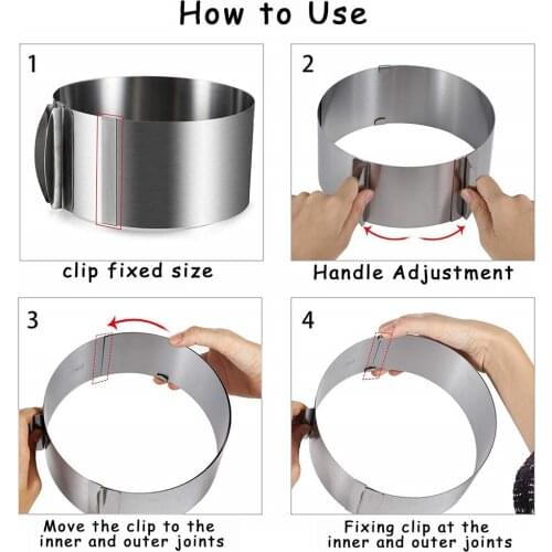 16-30cm Retractable Cake Molds Stainless Steel Baking Moulds Fondant Molds Cutters Round Form Ring Mold Cake Decoration Tool