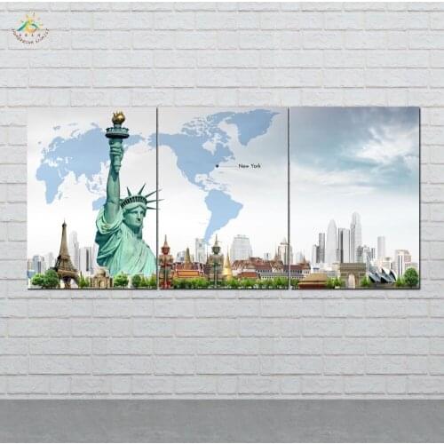 Wall Art HD Prints Canvas Art Painting Modular Picture And Poster The goddess of freedo Canvas Painting Decoration Home 3 PIECES