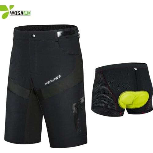 WOSAWE Summer Mens Cycling Shorts Mountain Bike Downhill Shorts Loose Outdoor Sports Riding Road MTB Bicycle Short Trousers