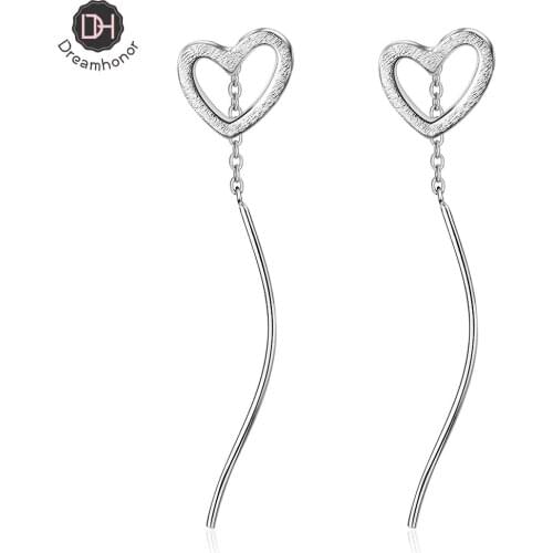 Dreamhonor 2021 New Arrival Trendy Frosted Heart Dangle Earrings For Women Fashion Drop Earrings Jewelry Gift