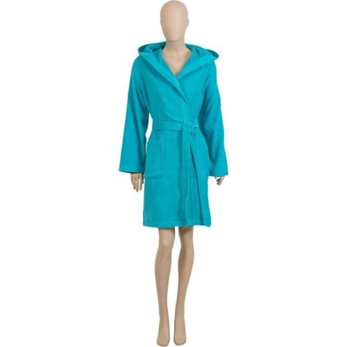 Womens Hooded Cotton Bathrobe Cotton Yarn Bath Spa Use Suitable Soft Textured