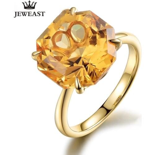 ML Natural Citrine 18K Pure Gold 2020 New Hot Selling Top Ring Women Heart Shape Ring For Ladies Woman Genuine Jewelry
