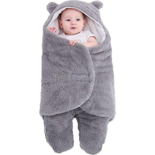 0-6month Baby winter blanket wrap double layer fleece baby swaddle baby envelope sleeping bag for newborns baby bedding blanket