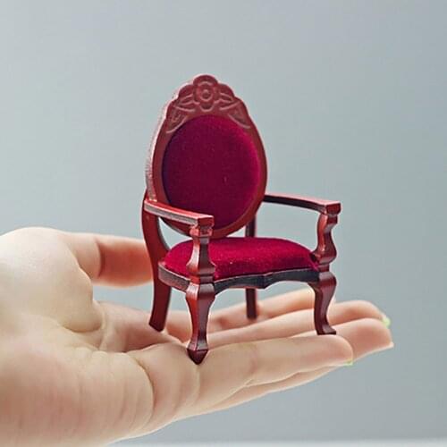 1/12 Doll House Miniature Wooden Vintage Carving Chair Simulation Furniture Model Toy Mini Decoration Dollhouse Accessories