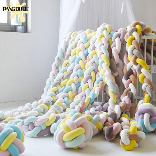 1m/2m/3m Baby Crib Protector Bumper Baby Room Decor Long Knotted Bumper for Baby Bed Plush Cot Protector Girl Room Decoration