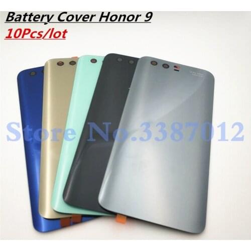 10Pcs/lot New Glass Back Battery Cover For Huawei Honor 9 Honor9 Housing Case With 3M Adhesive And Logo