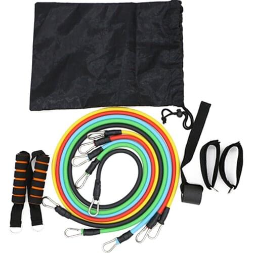 11 PCS/lot Resistance Band Set Yoga Pilates Abs Exercise Fitness Workout Bands Stretch Training Gyms Tubes Pull Rope with Bag