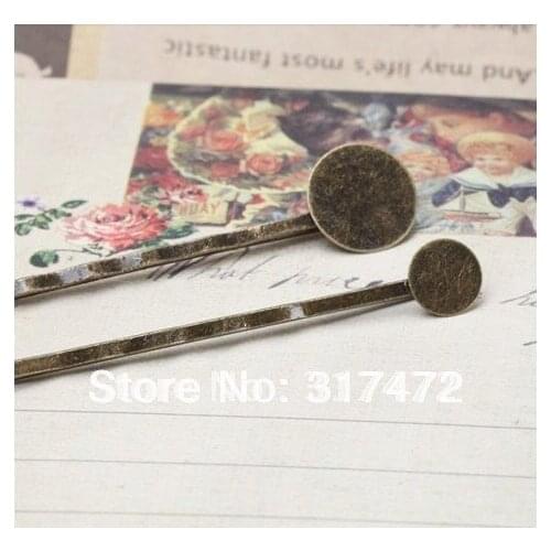 12mm pad Antique Bronze Hair Clips bobby pins cameo setting