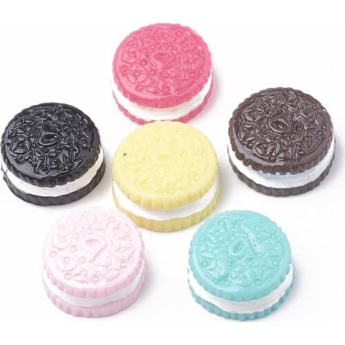 200pcs Resin Cabochons Food Biscuit Donut Heart Star Food DIY Scrapbooking Embellishment Decoration F60