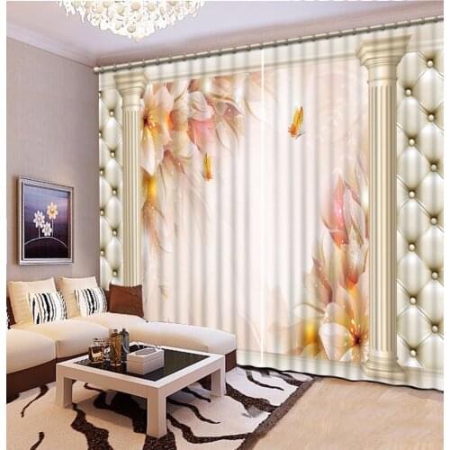 3D Curtain Blackout Shade Window Curtains Flower Lattice Roman Pillars Curtains For Living Room 3D Bathroom Shower Curtain