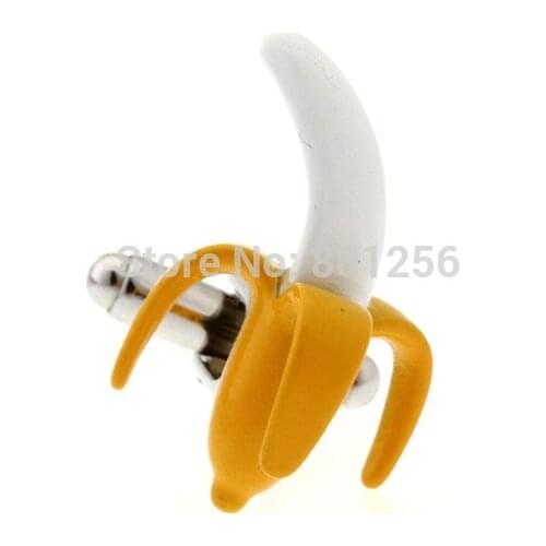 Free shipping Banana Cufflinks yellow color novelty fruit design copper material men cufflinks whoelsale&retail