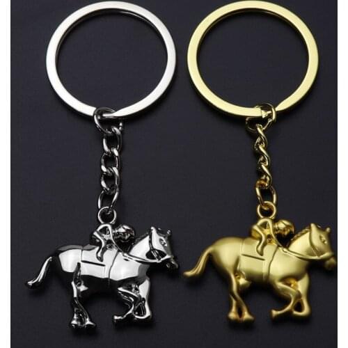 Horse racing keychain cool key chain for men horse keychain high quality creative portachiavi chaveiro llaveros hombre bag charm