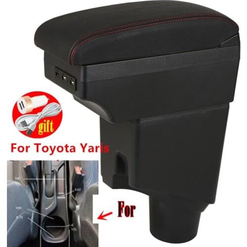 For Toyota Yaris Armrest For Toyota Yaris hybrid Car Armrest box 2020 2019 2015-2021 Retrofit parts Interior Storage box USB LED