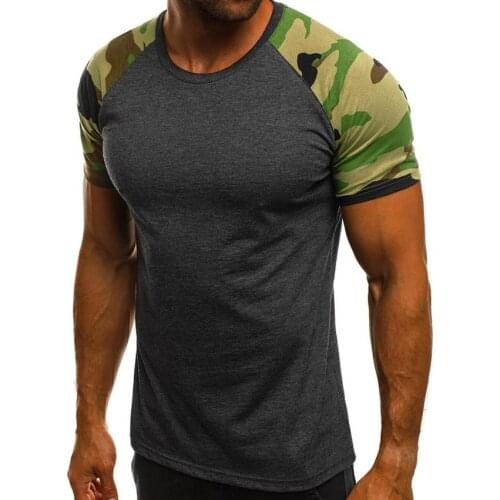 Men T Shirt Summer Top Tees Camouflage Printed T Shirt Casual Round Neck Tees Short Sleeve Gym Sports Tops Men Clothing