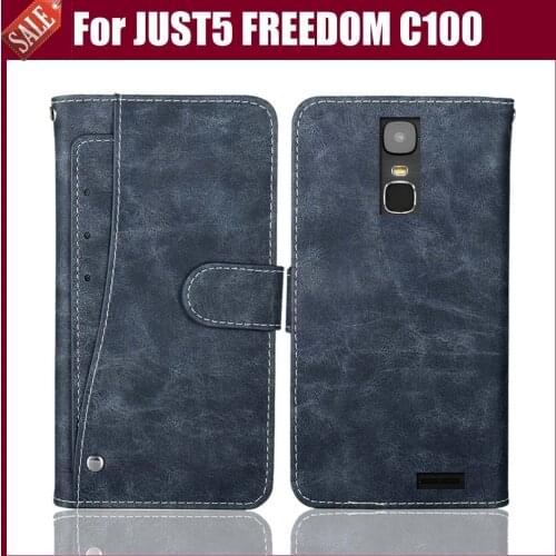 Hot Sale! JUST5 FREEDOM C100 Case High Quality Flip Leather Phone Case Protective Cover With Card Slots