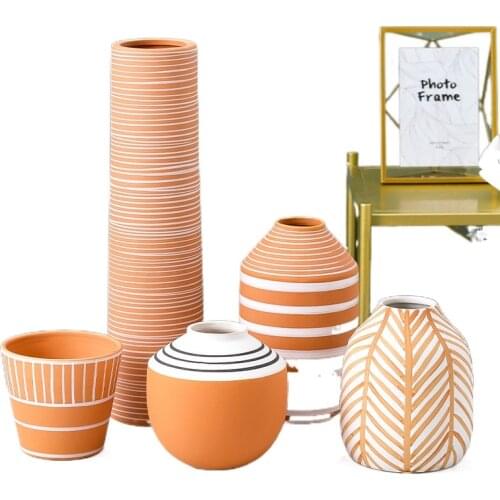 INS Style Ceramic Flower Vases Nordic Art Crafts Wedding Vase Tabletop Home Decor Living Room Decoration Plant Flower Container