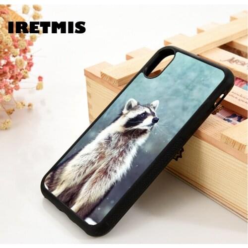 Iretmis 5 5S SE 6 6S Soft TPU Silicone phone case cover for iPhone 7 8 plus X Xs 11 Pro Max XR CUTE RACCOON