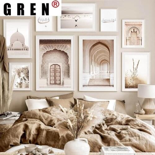 GREN Mosque Islamic Muslim Ancient Arch Canvas Painting Wall Art Print Poster Picture Modern Living Room Home Decor