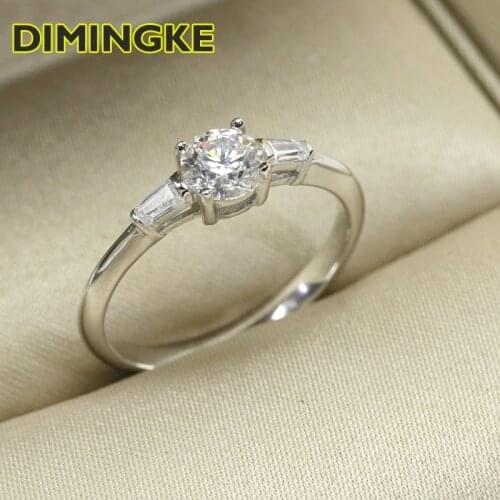 DIMINGKE Real 0.5CT 5MM Moissanite Ring GRA Certificate S925 Sterling Silver Party Romantic Lover Birthday Gift Jewelry