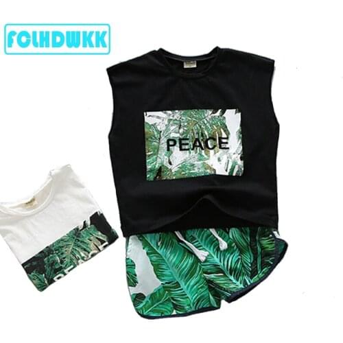 80-130cm boys sets 2018 kids girls clothes set children clothing kids casual vest+short pant 2Pcs/set boys fashion summer sets