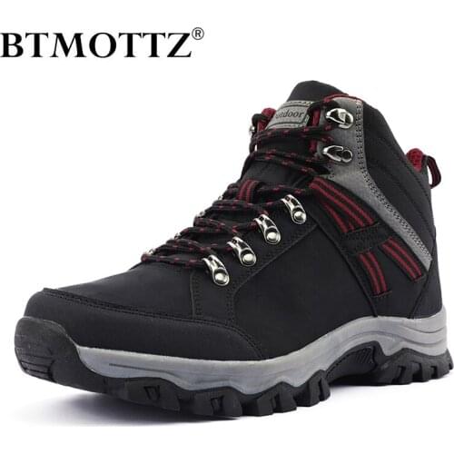 Leather Mens Boots Breathable Sneakers Mens Outdoor Waterproof Work Casual Shoes Safety Tooling Shoes for Men Hiking Boots