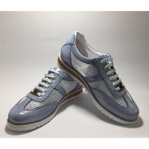 Women Genuine Leather Sneakers Silvery Spring Summer Fashion Casual Lightweight and Comfortable Design Breathable Sport Shoes