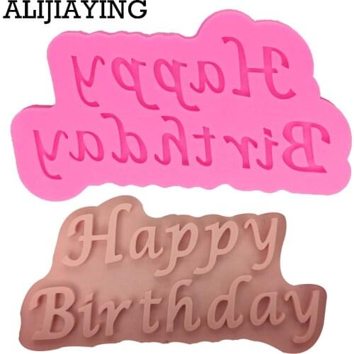 M1335 Happy Birthday Letter form Fondant Mold Silicone Sugar Craft Cake Decorating tools Clay DIY molds for cupcakes
