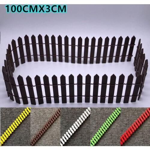 100 * 3cm miniature wooden fence DIY fairy tale garden mini doll house door decoration ornaments multicolor plant potted fence