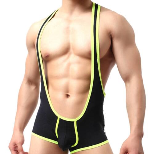 Mens Sexy Modal Bodysuit Jockstrap Bodywear Underwear Gay Wrestling Singlet Leotard Jumpsuits Suspender Teddies Shapers Briefs