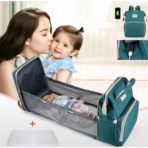 Baby Diaper Bag Bed Backpack For Mom Maternity Bag For Stroller Nappy Bag Large Capacity Nursing Bag for Baby Care Upgrade Hooks