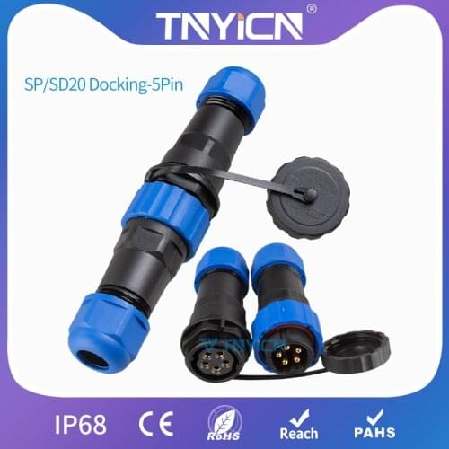 Waterproof Connector IP68 SP/SD20 Docking-5Pin Cable Connectors Wire Connectors Dad Mom Led Plug and Socket Male&Female&Jack