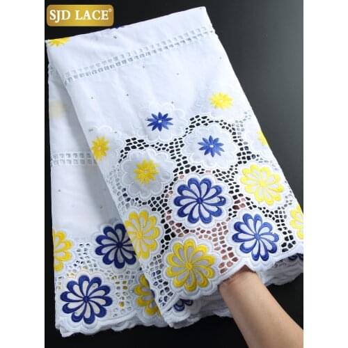 SJD LACE Latest African Cotton Lace Fabric Embroidery Swiss Voile Lace In Switzerland 100% Cotton Dubai Laces For Wedding A2264