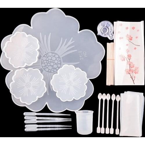 TC172 37Pcs Sakura Tray Silicone Mould Tools Set DIY Handmade Resin Mold For Epoxy Resin Home Desk Decoration Jewelry Craft