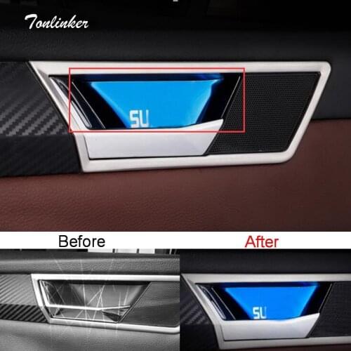 Tonlinker Cover Sticker For SKODA SUPERB 2016-18 Car Styling 4 Pcs stainless steel Door interior Handle Bowl Cover case stickers
