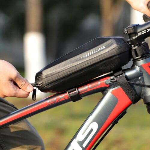 Bicycle Storage Bag Front Frame Bag Phone Holder Hook and Loop Fastener Pouch Reflective Design MTB Cycling Equipment Shipping
