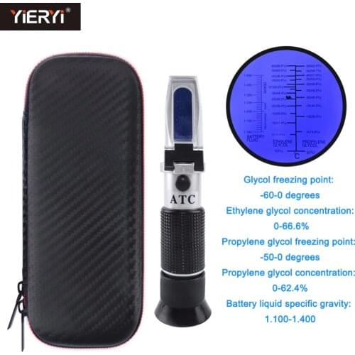 Yieryi Antifreeze Freezing Point Tester 0-66.6 Ethylene Glycol 0-62.4 Propylene Glycol Concentration Test Handheld Refractometer