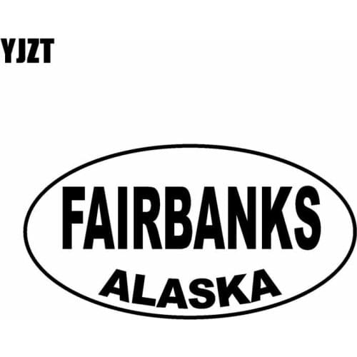 YJZT 14.2CM*7.6CM FAIRBANKS ALASKA Oval Vinyl Car Sticker Decals Black Silver C10-01563