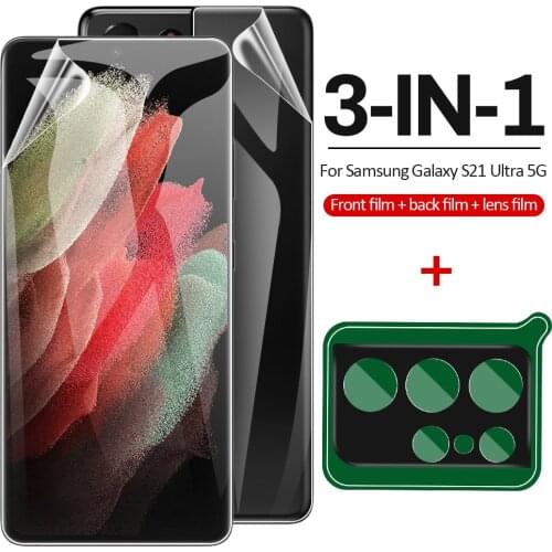 3 in 1 Screen Protector For Samsung Galaxy S21 Ultra Plus Front Back Lens Hydrogel Soft Film For Samsung S21 Plus S21 Ultra Film