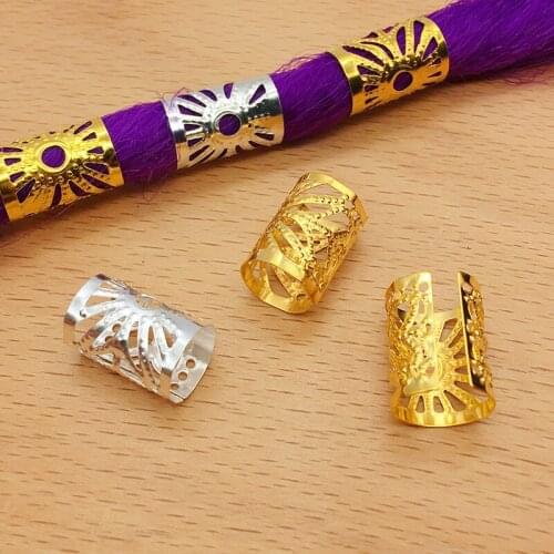 100pcs 10x15mm Gold/Silver Plated Hair Clasp DIY Bracelet Wig Accessories Iron Hollow Tube Beads For Jewelry Making