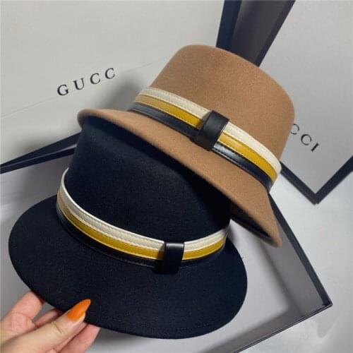 2021 Women Winter Fedora Flat Top Hat Wide Brim Fascinator Hat Party Church Hat Wool Trilby Hat