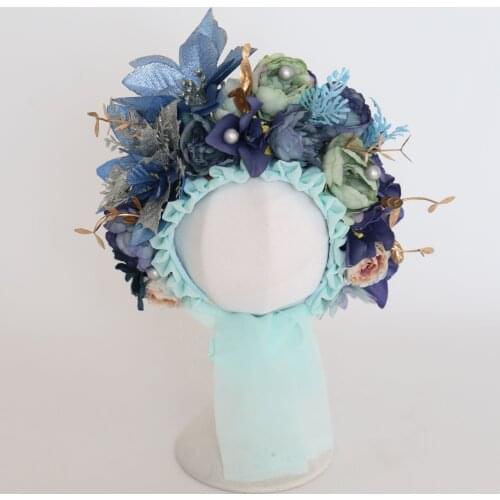 Newborn Baby Floral Bonnet Baby Gril Hat Ruffle Flower Bonnet Infant photography Props Accesorio Studio