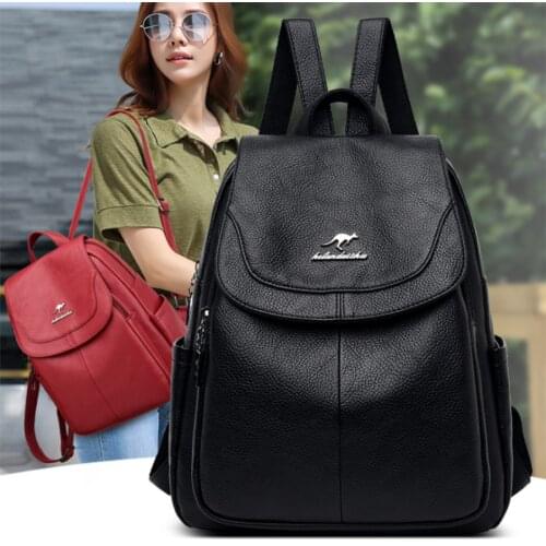2021 Women Leather Backpacks High Quality Female Vintage Large Capacity SchoolBag Travel Bagpack Ladies Mochila