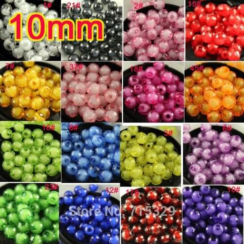 10mm 100pcs Acrylic Charm 96faceted round loose Beads Spacer Jewelry Making candy Child Toy DIY Educational Toys Material