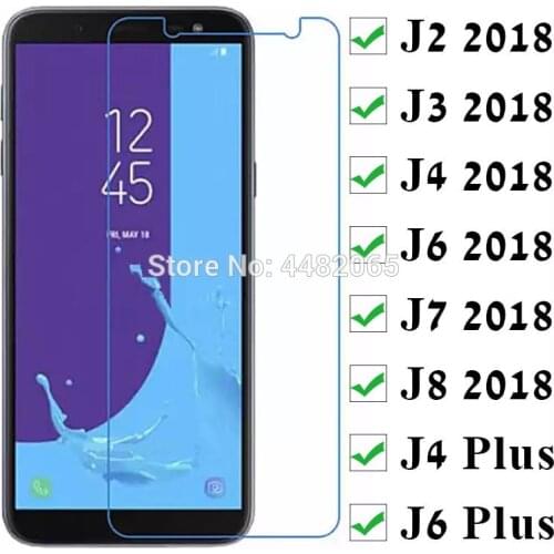 2PCS Protective Glass For Samsung J2 J3 J4 J6 J7 J8 2018 Plus Tempered Glas On Galaxy J 2 3 4 6 7 8 J4plus Screen Protector