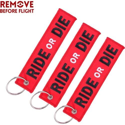 3PCS RIDE OR DIE Keychain for Motorcycle Fashion Key Rings Embroidery Key Tag llavero Car Parts and Accessories Wholesale Tags